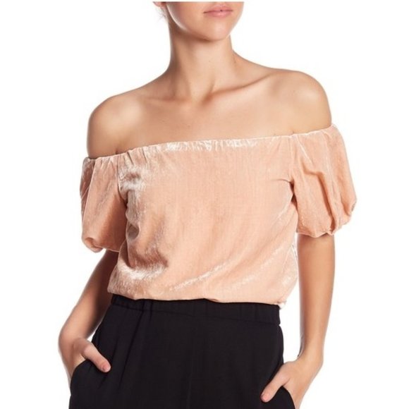🎁 WAYF Lindon Off-the-Shoulder Velvet Blouse - Picture 2 of 8